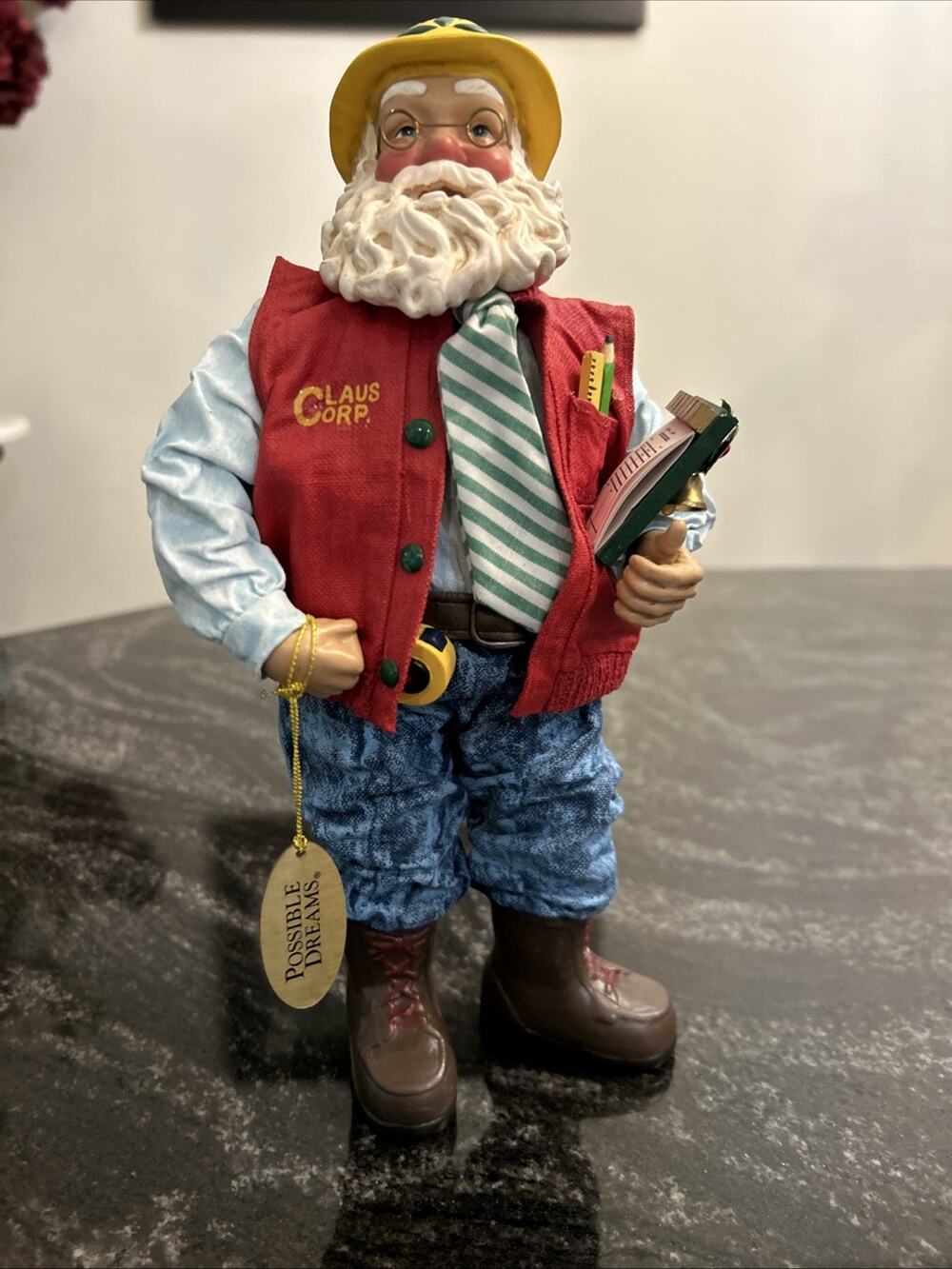 2000 Possible Dreams Clothtique Santa Claus Construction Tools Clip Board